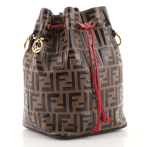 FENDI Mon Tresor Beuteltasche Zucca Embossed Leather Small