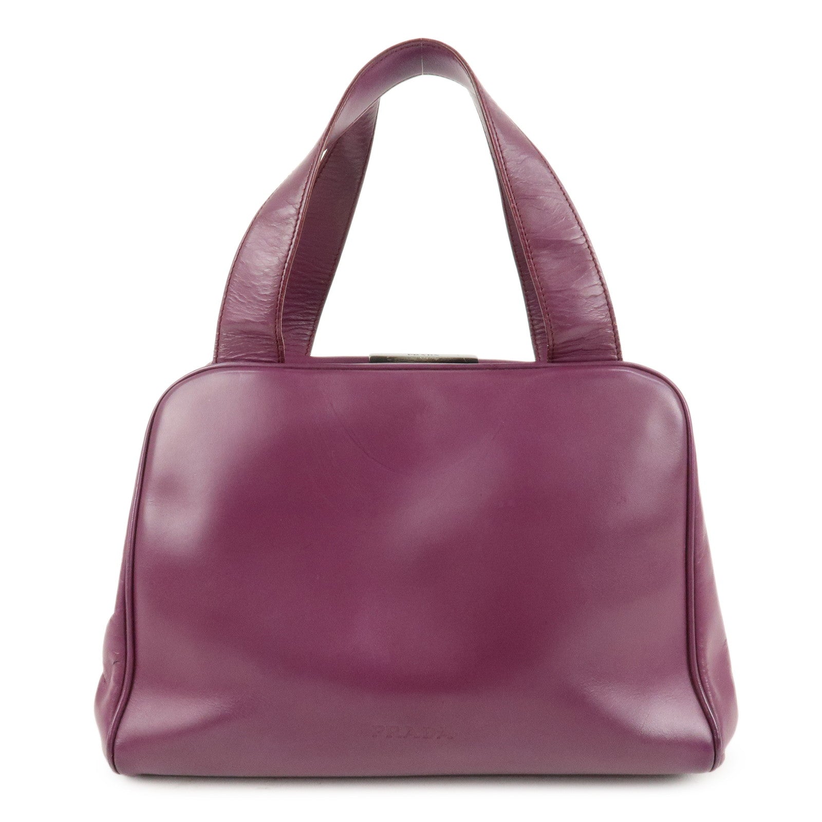 PRADA Leder Shopper Handtasche Lila Antik Schwarz HDW