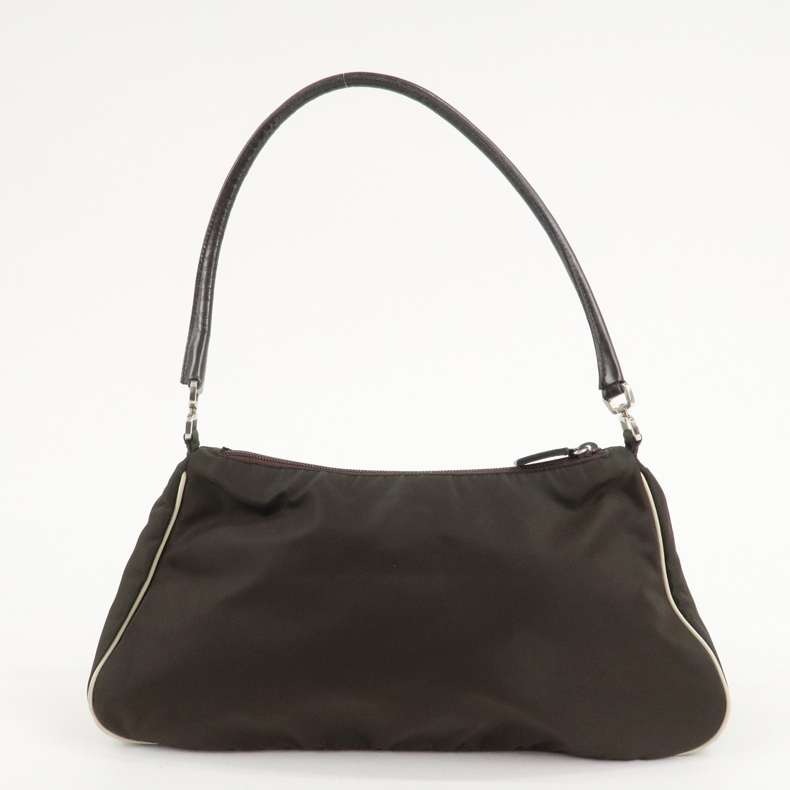 PRADA Nylon Leder Umhängetasche Blumenmotiv Grün Braun