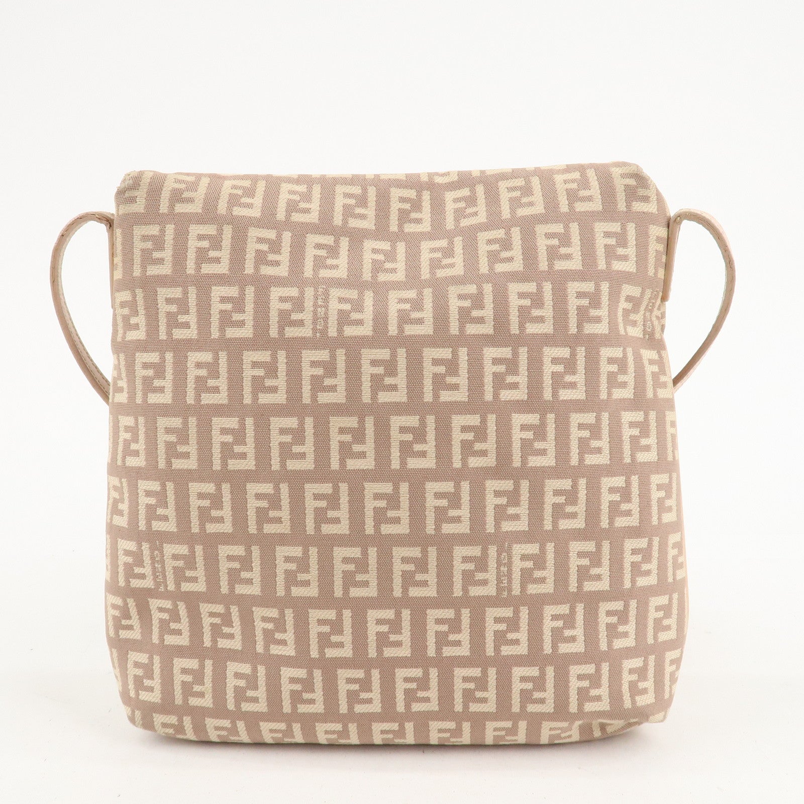 FENDI Zucchino Canvas Leder Umhängetasche Pink Beige