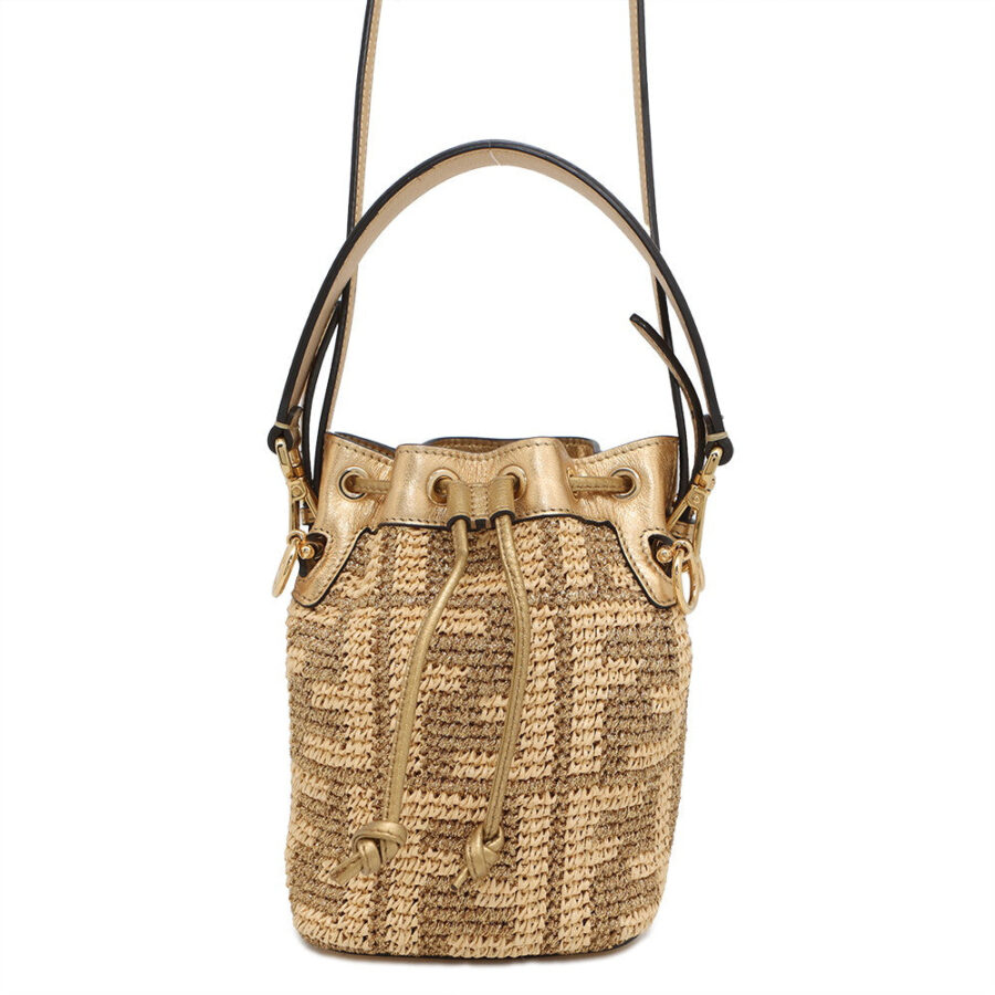 FENDI Montrezor Gold8BS010 Straw Leather Size Mini | Studio Nafay