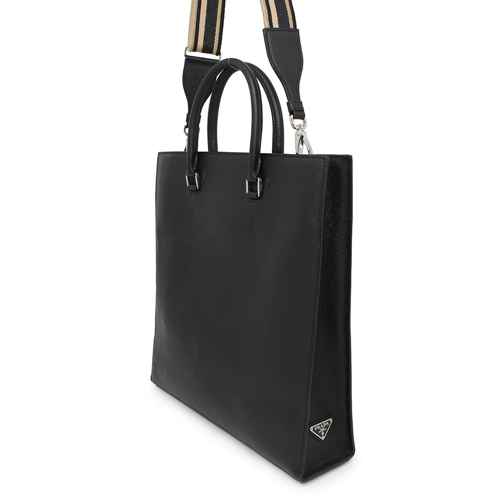 PRADA Saffiano-Leder 2way Shopper Schwarz2VG084 Leder