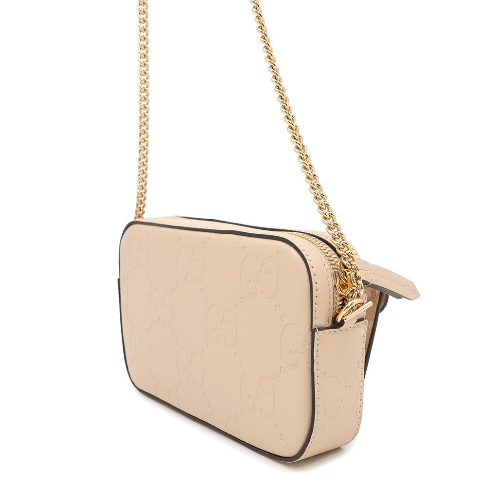 GUCCI ?GG Super Mini ChainShoulder Beige781554 Leder