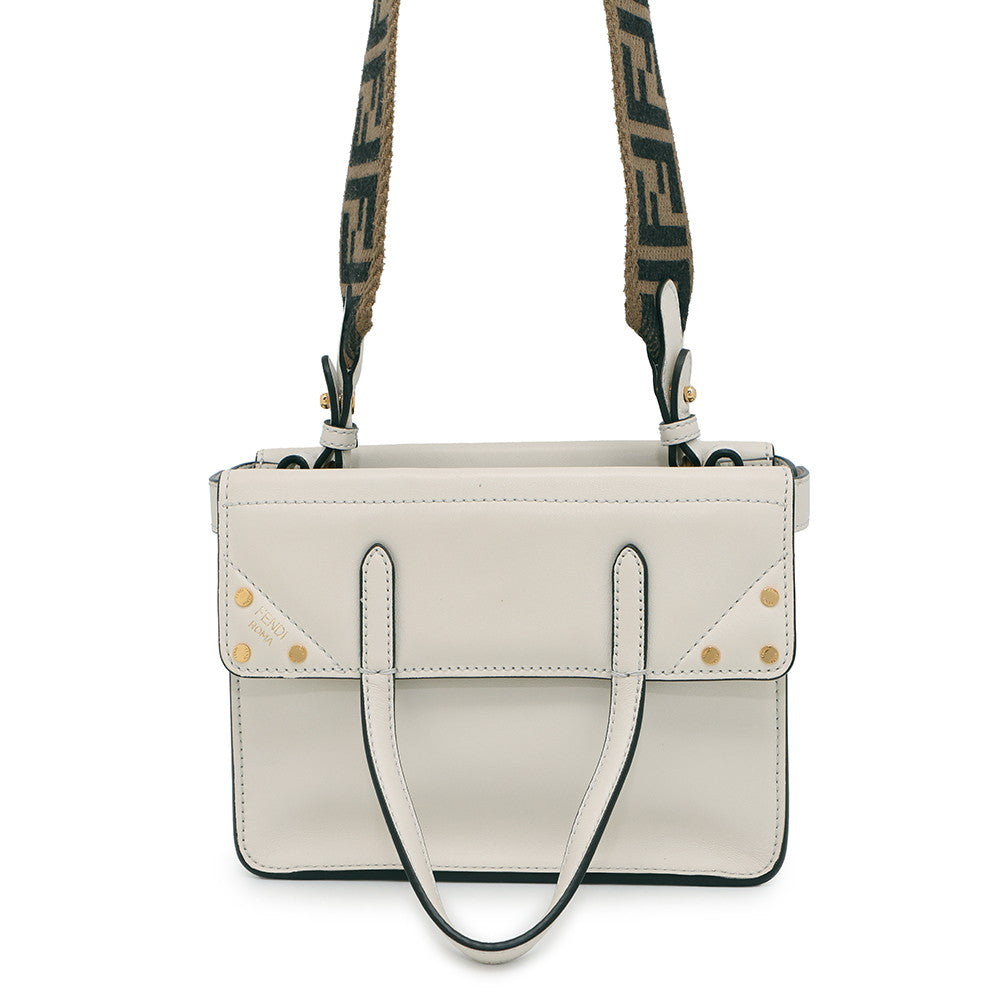 FENDI Flip Weiß8BT306 Leder Größe Small