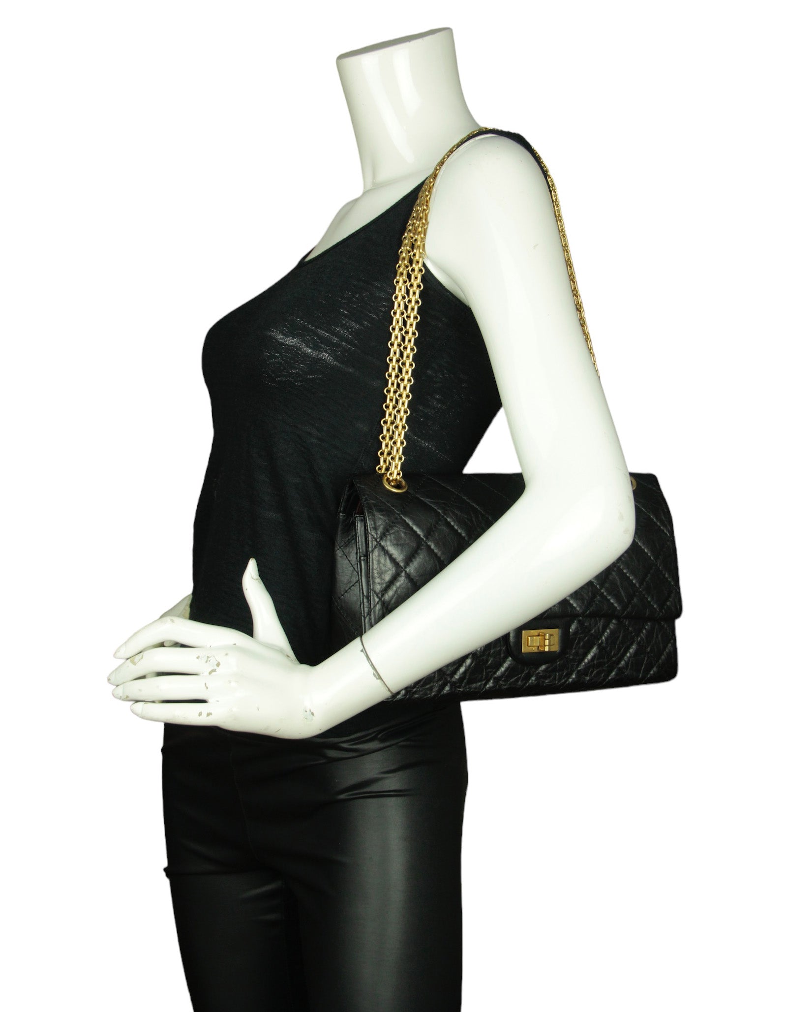 Chanel Schwarz Kalbsleder Gesteppte 2.55 Reissue 226 Flap Bag