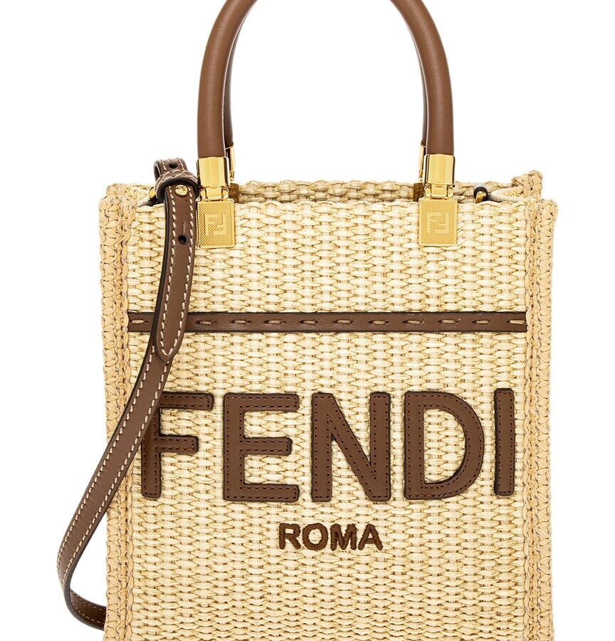 Fendi Sunshine Mini Leather-Trim Tote | Studio Nafay