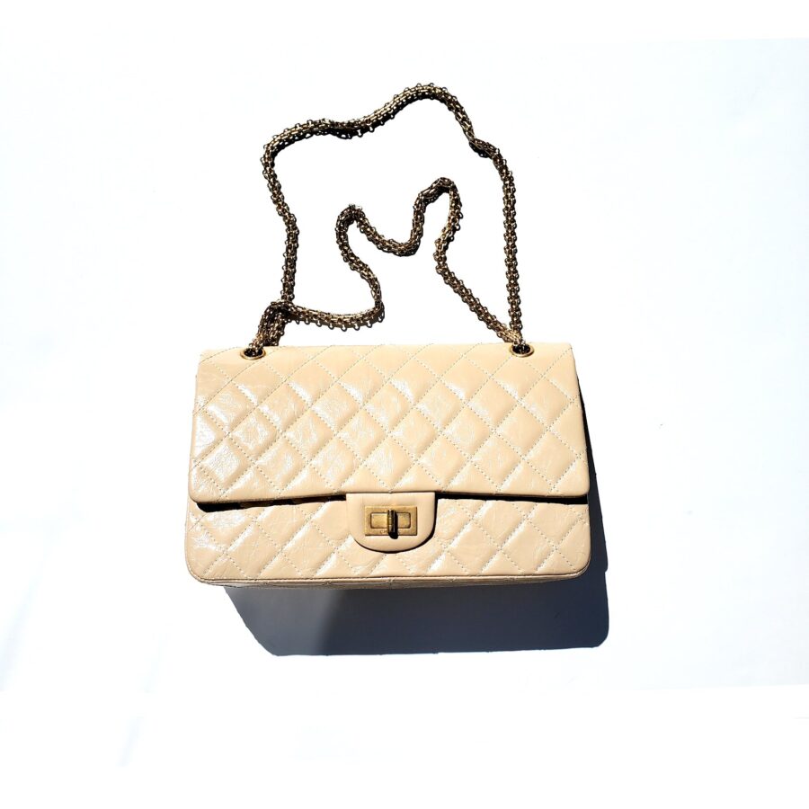 Chanel 2.55 beige bag – front view
