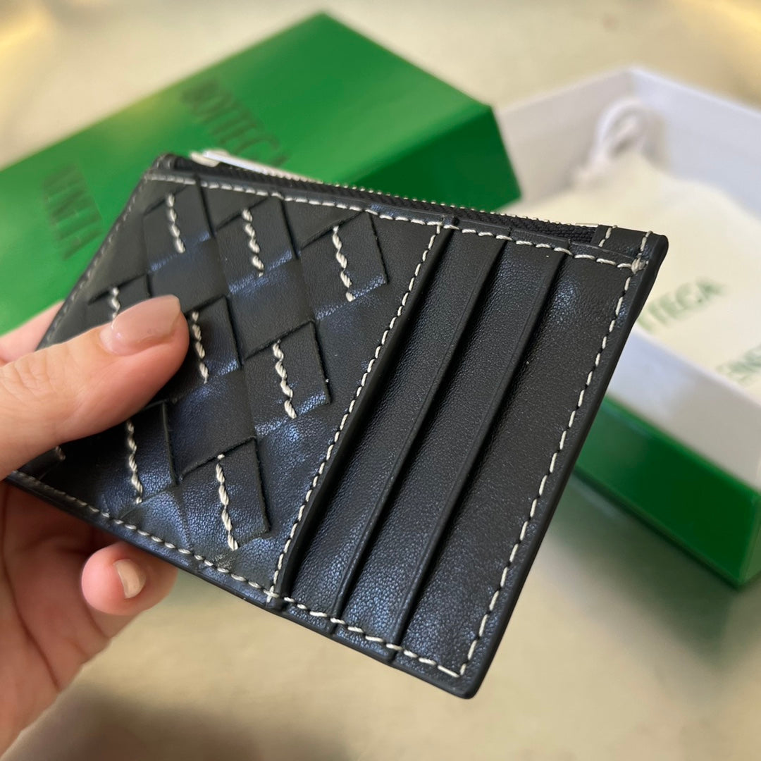 ZIPPED CARD CASE 11 Schwarz Kalbsleder