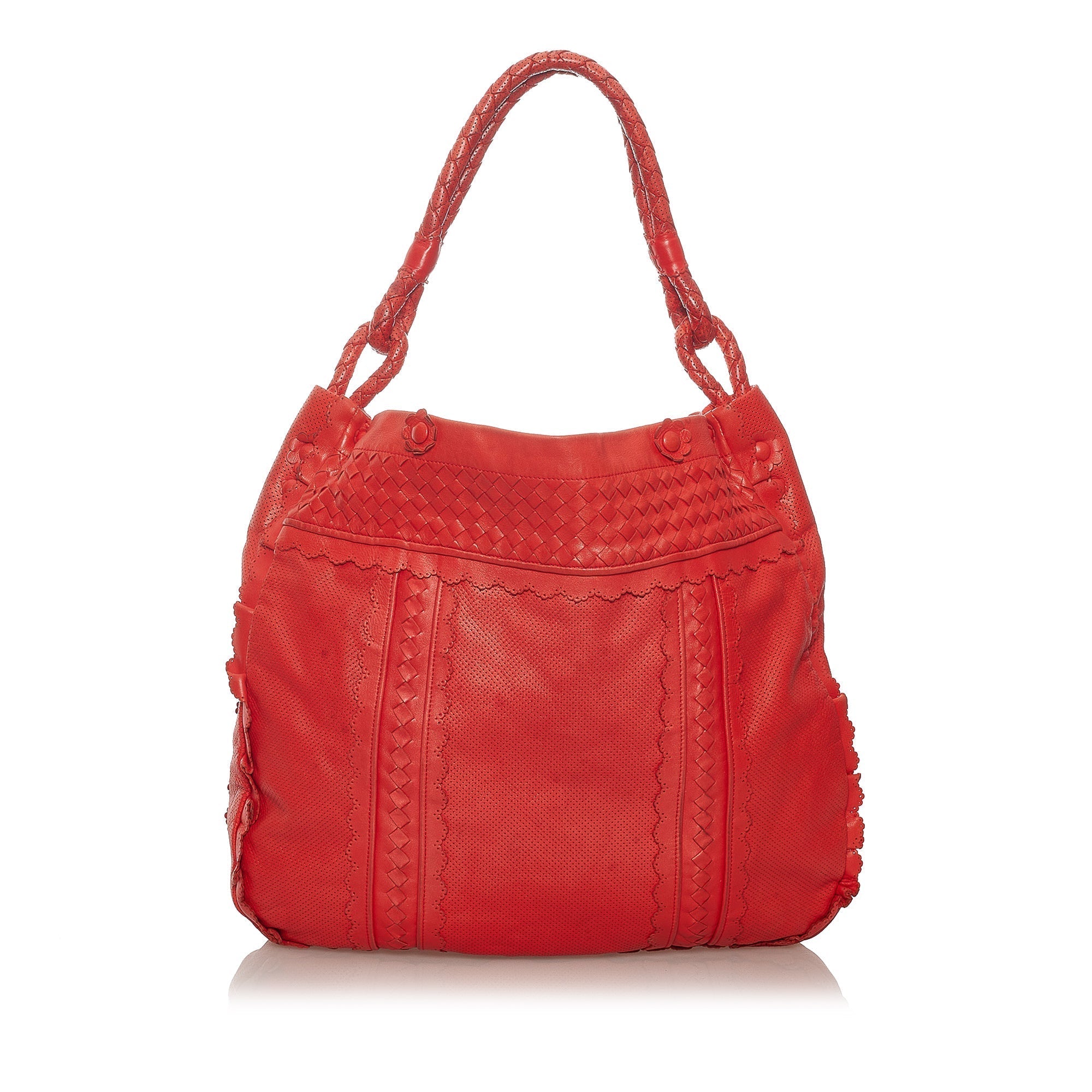 Rote Bottega Veneta Intrecciato Leder Shopper