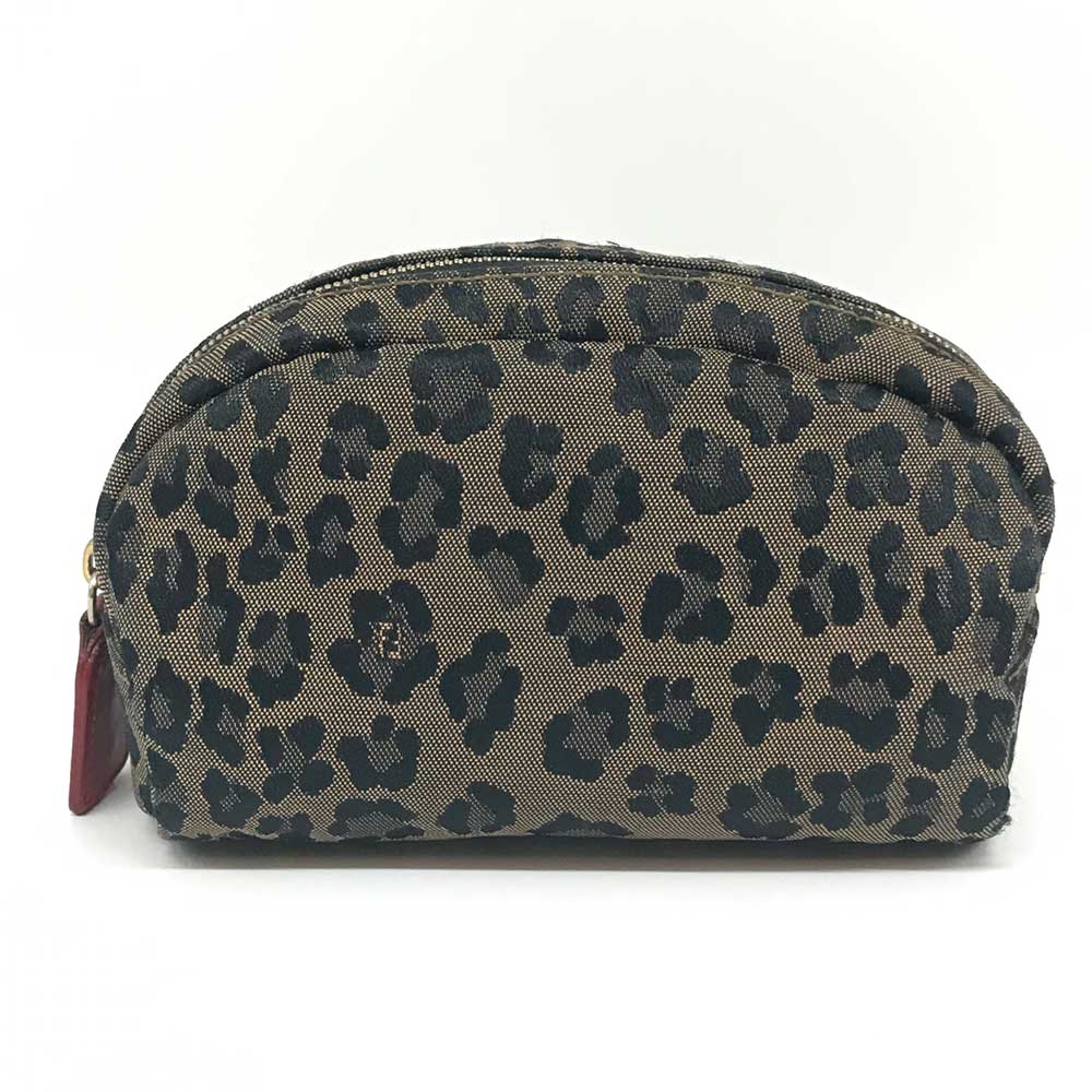 Fendi Canvas Leder Beutel Make-up-Tasche