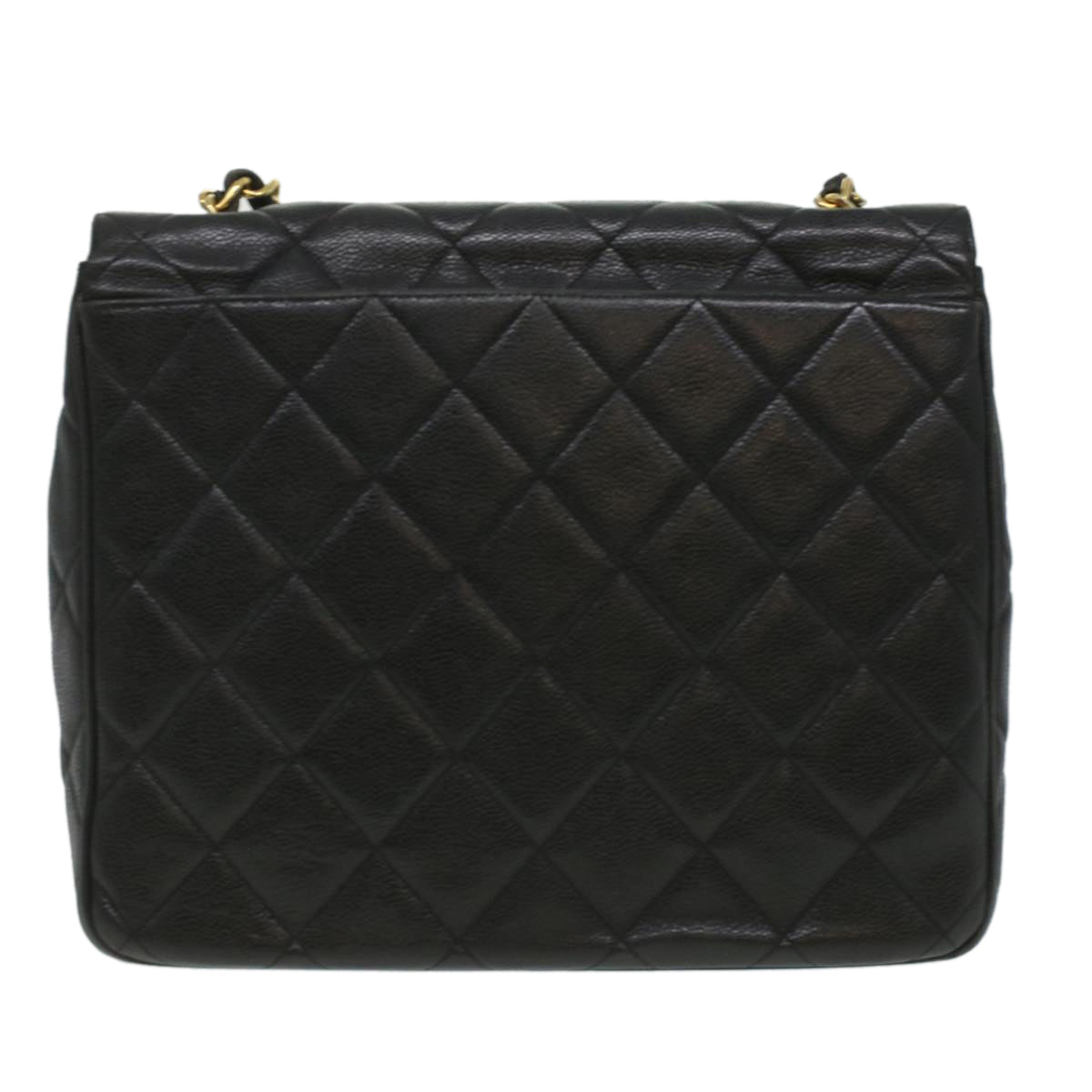 Chanel Big Matelasse Turn Lock Umhängetasche Caviar Skin Schwarz CC Auth A