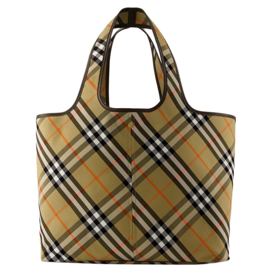 Burberry Check Tote Bag Women Brown Beige | Studio Nafay
