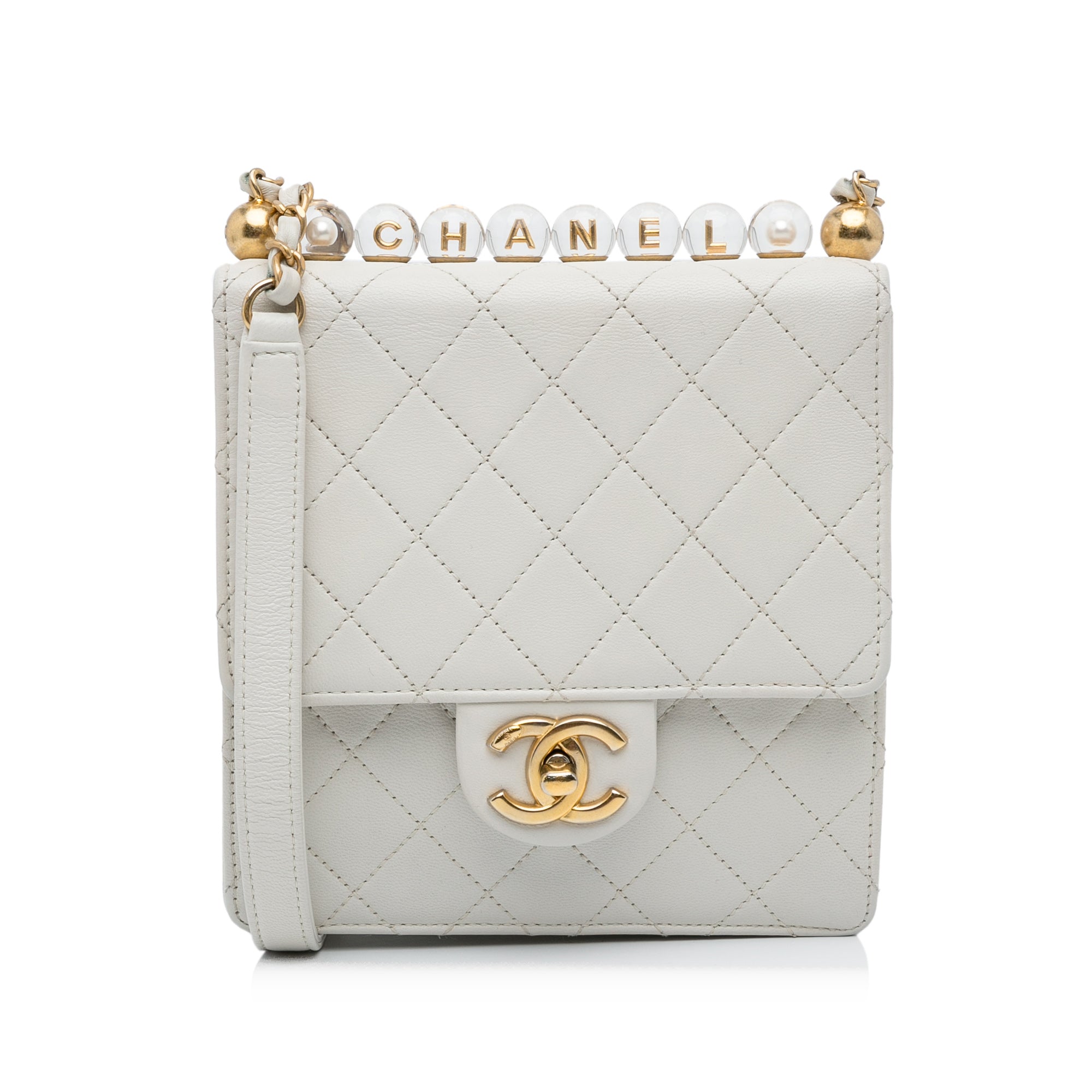 Weiß Chanel Mini Chic Pearls Crossbody