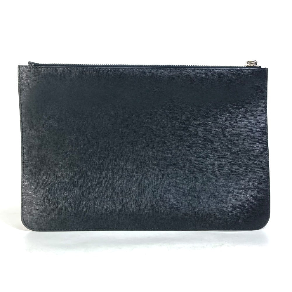 FENDI Clutch-Tasche Leder, Pelz Schwarz mit Nieten besetzter Beutel Karl Lagerfeld Carlito
