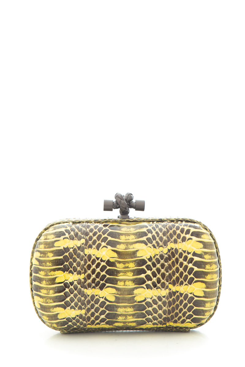 Bottega Veneta Gelb Python „the Knot“ Abendtasche
