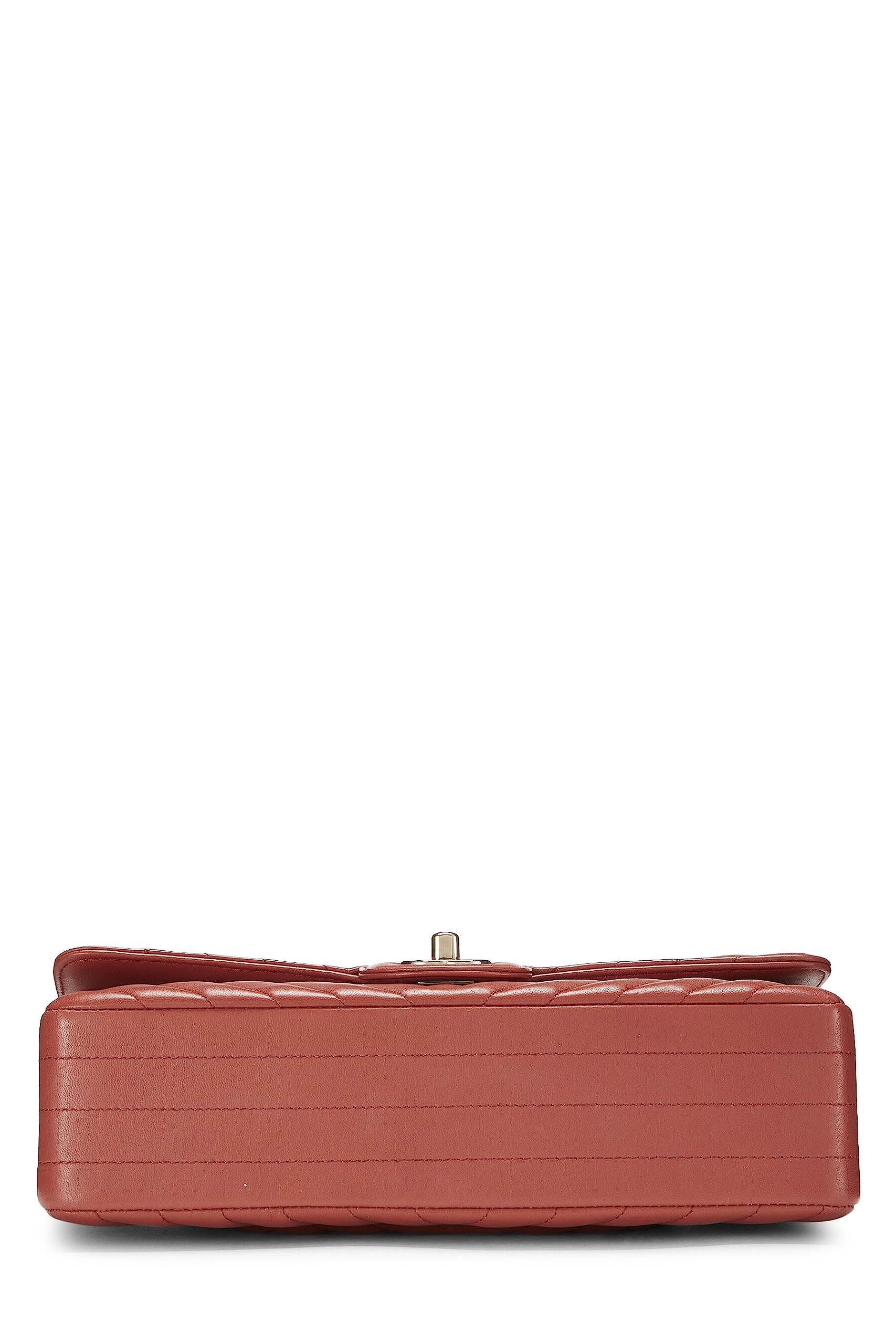 Chl, Orange Chevron Lambskin Classic Double Flap Mittel, Orange