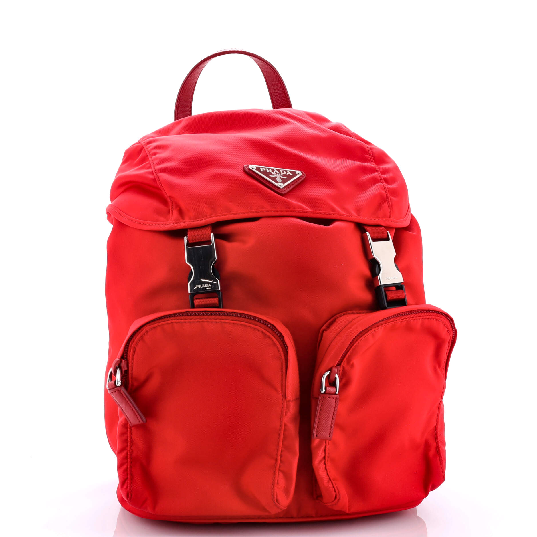 Vela Double Front Pocket Backpack Tessuto mit Saffiano Leder Mini
