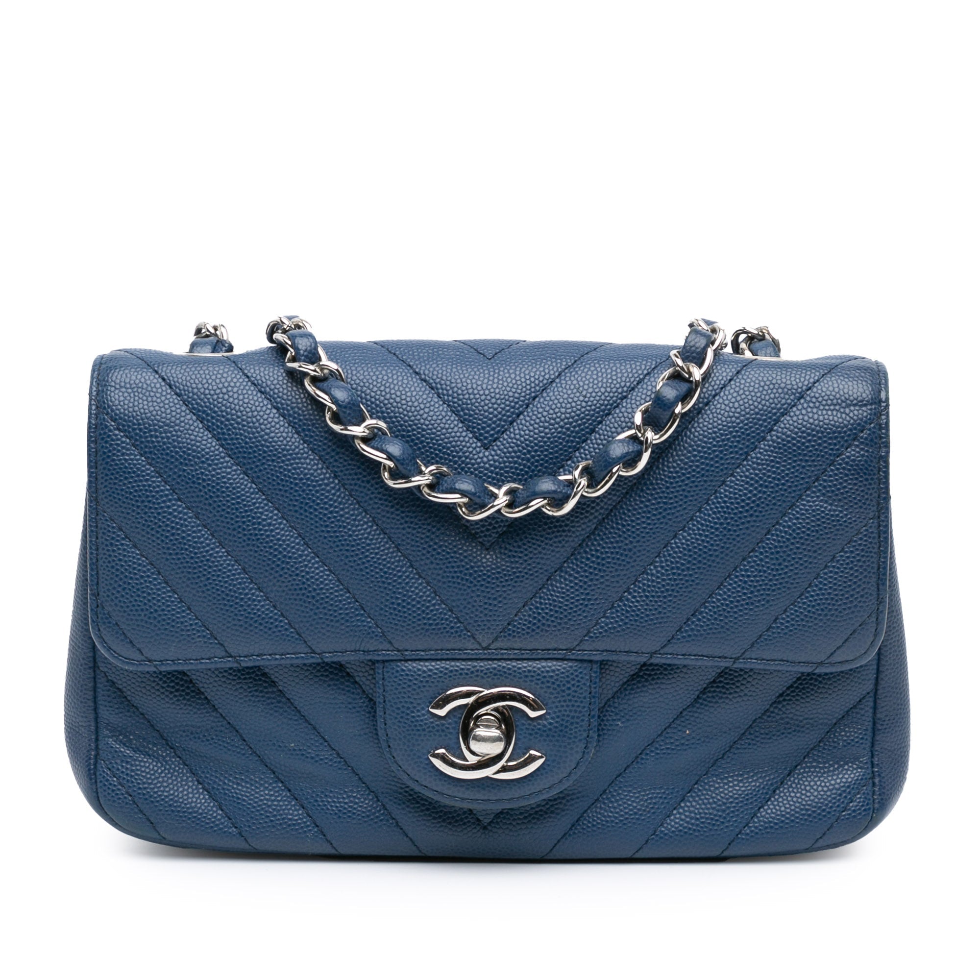 Chanel handbag blue – front view