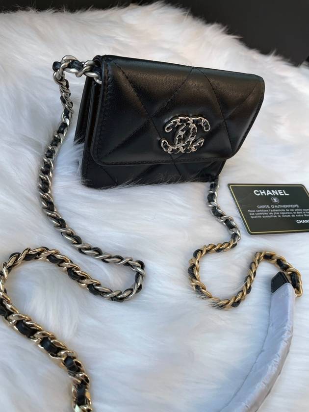Silver Hardware 19 Chain Lambskin Card Wallet Black Chanel - Produktbild 2
