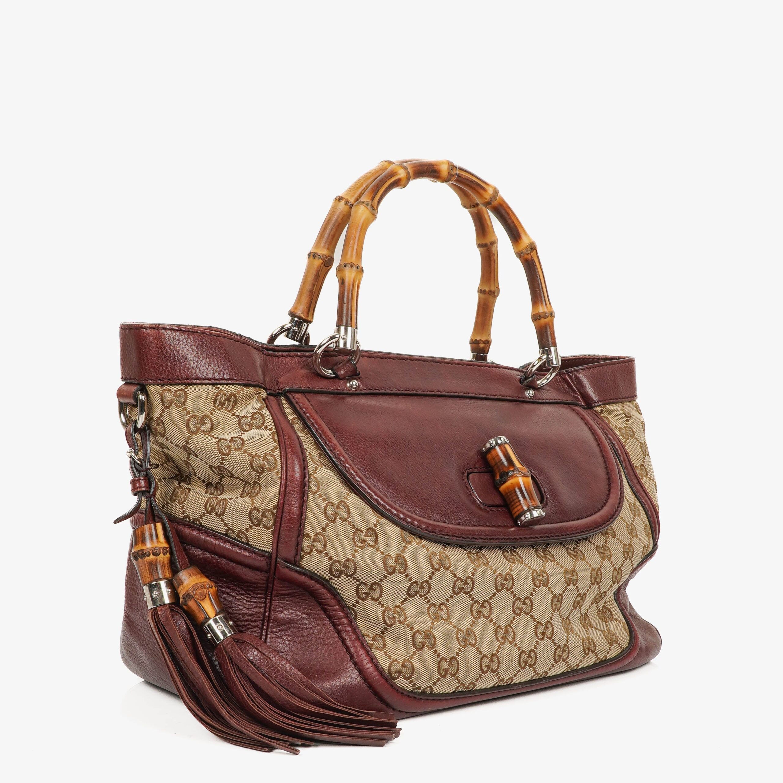Gucci Bamboo Top Handle Bordeaux Leder Shopper