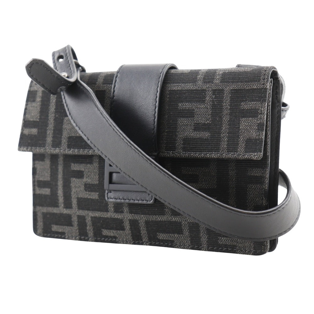 FENDI Shoulder Bag Nylon canvas, leather black clutch 3WAY Marsupio Baguette mens