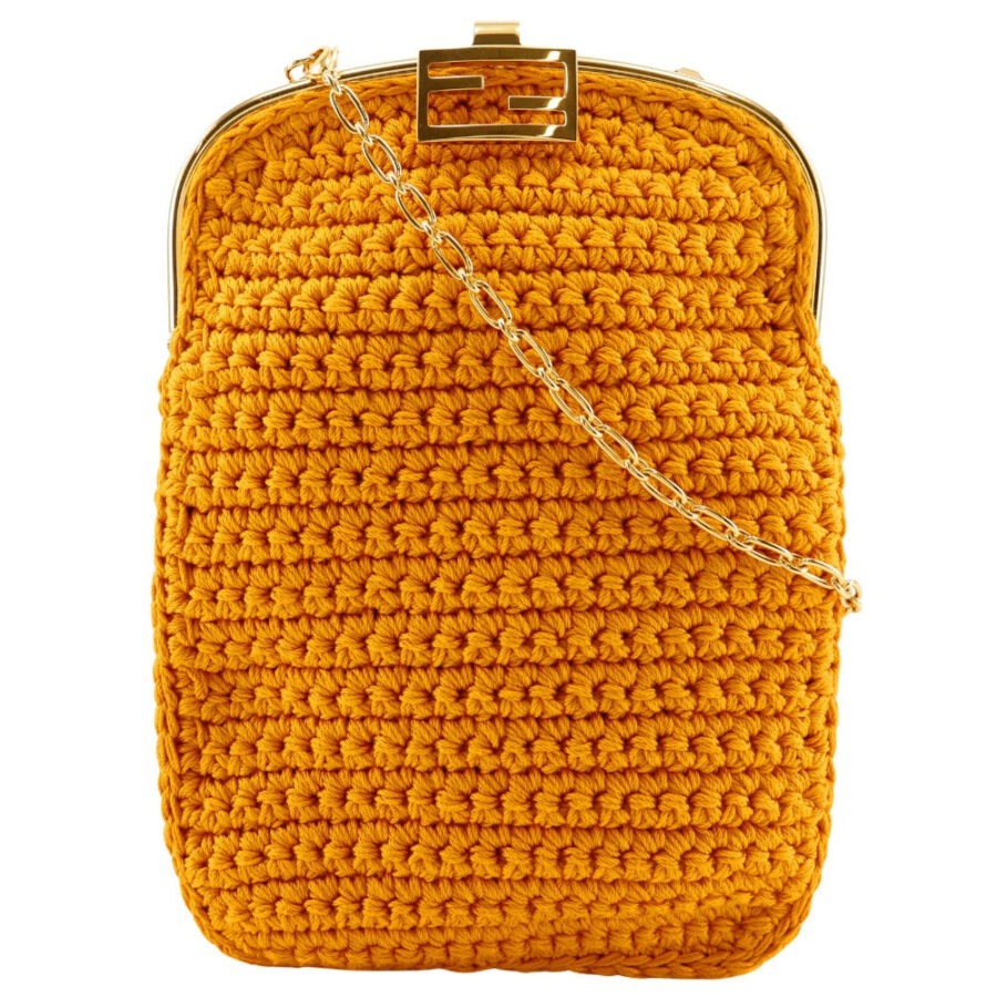 FENDI Shoulder Bag cotton yellow 2-way clutch Baguette Smartphone Bag Women | Studio Nafay