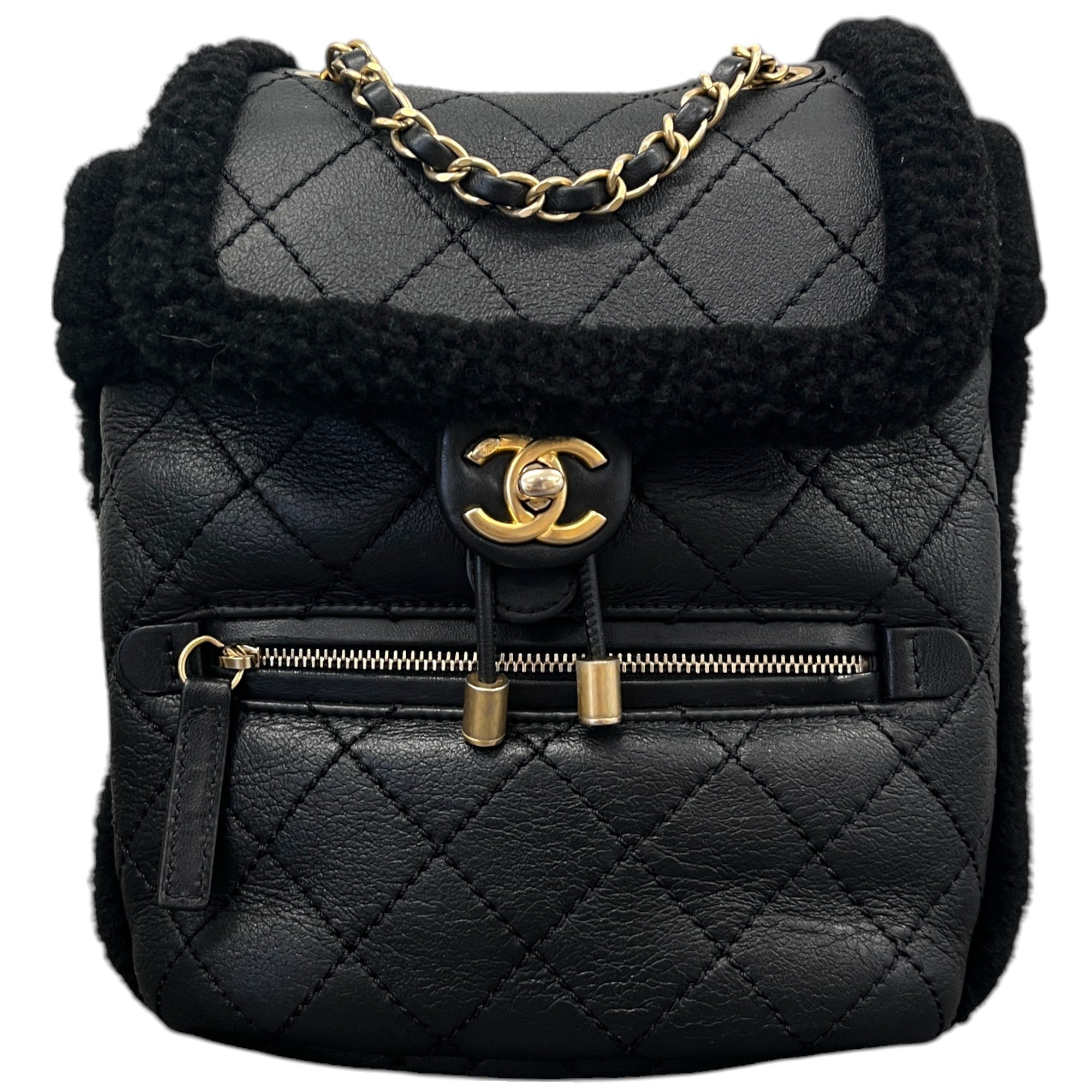 Women’s Paris-Hamburg Shearling Backpack Schwarz