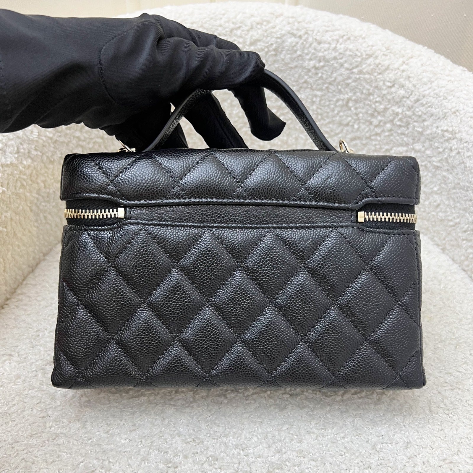 [Brand New – Local Full Set] Chanel 25P Vanity / Abendtasche mit Kette (LP Style Bag) in Schwarz Caviar und LGHW (Model: )