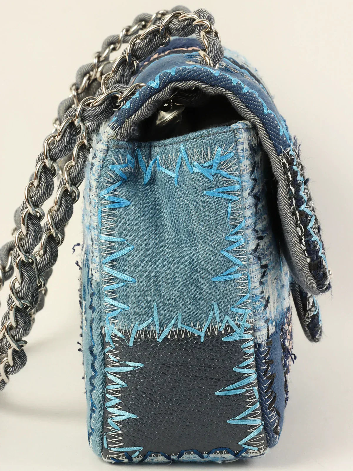 Chanel Around Made Patchwork Classic New Chain Umhängetasche Blau/Multi