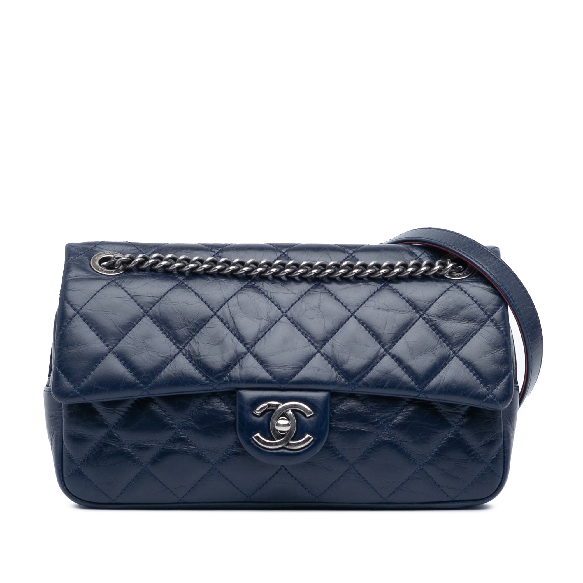 Blau Chanel Medium Gealtertes Kalbsleder Duo Color Klappe Crossbody-Tasche