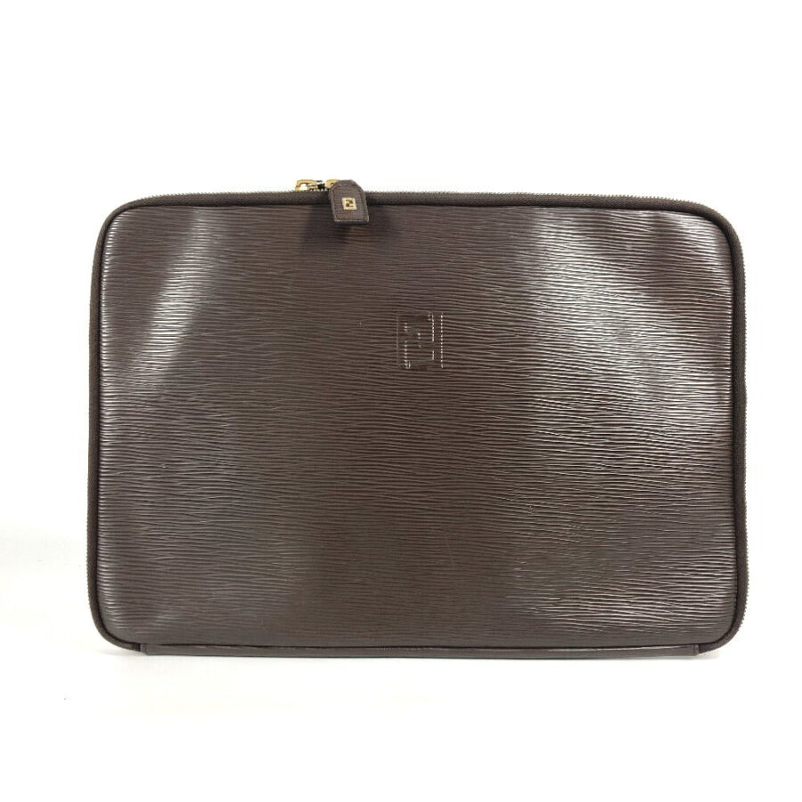 Fendi Clutch brown bag – front view