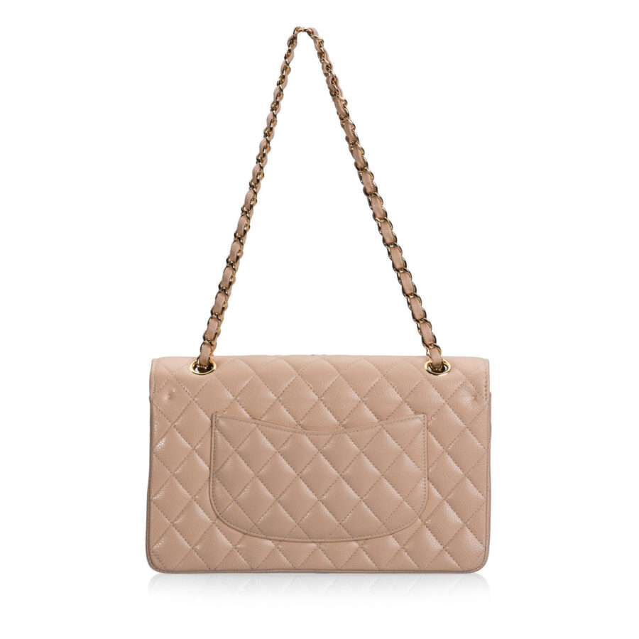 Chanel Classic Flap beige bag – front view