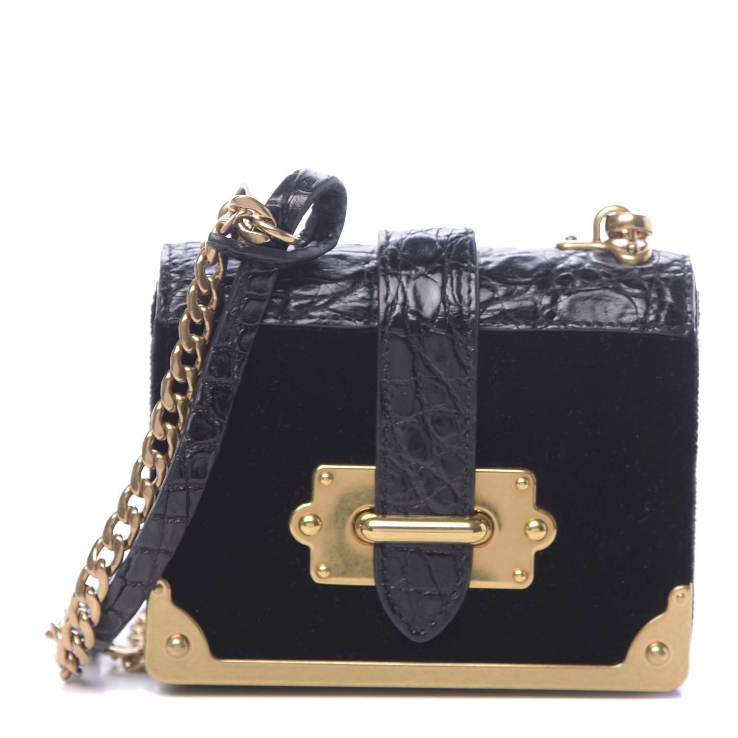 PRADA CAHIER MICRO VELVEL LEATHER CROSSBODY-TASCHE