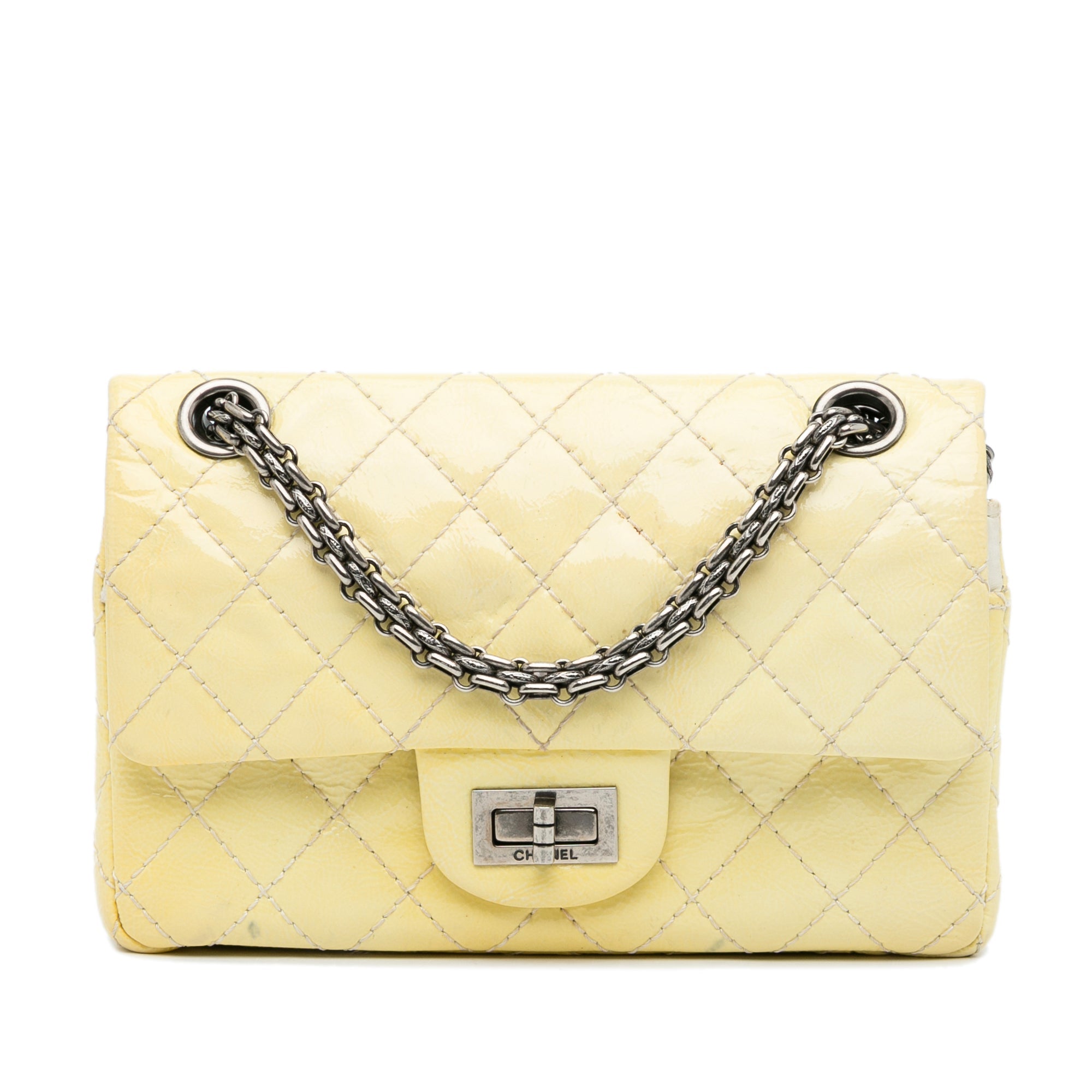 Gelb Chanel Mini Reissue Patent Flap Umhängetasche