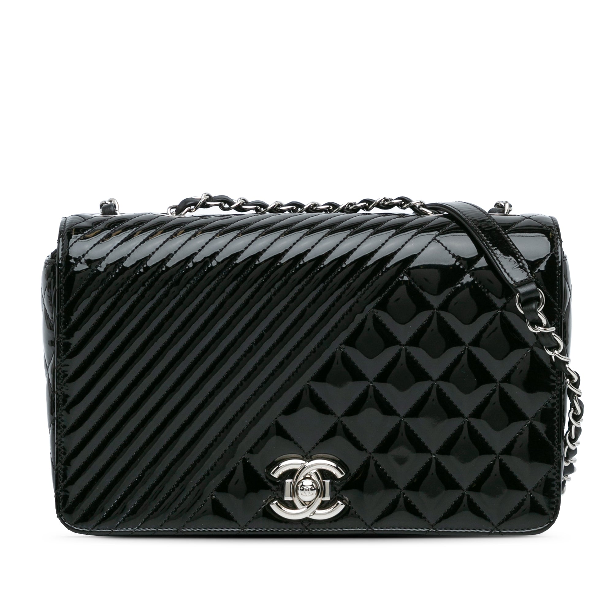 Schwarz Chanel Medium Lackleder Coco Boy Flap Umhängetasche