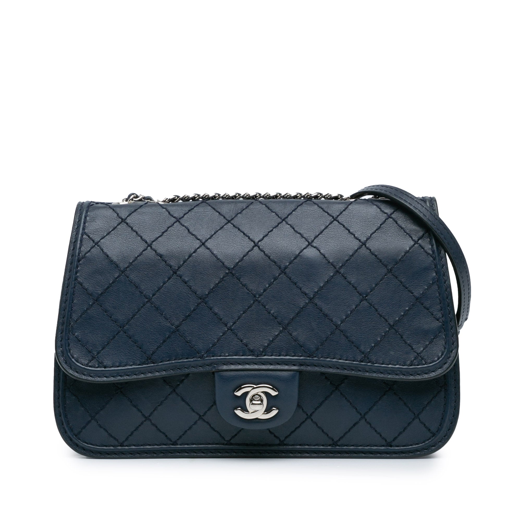 Blau Chanel Medium Stitched Kalbsleder Citizen Flap Crossbody-Tasche