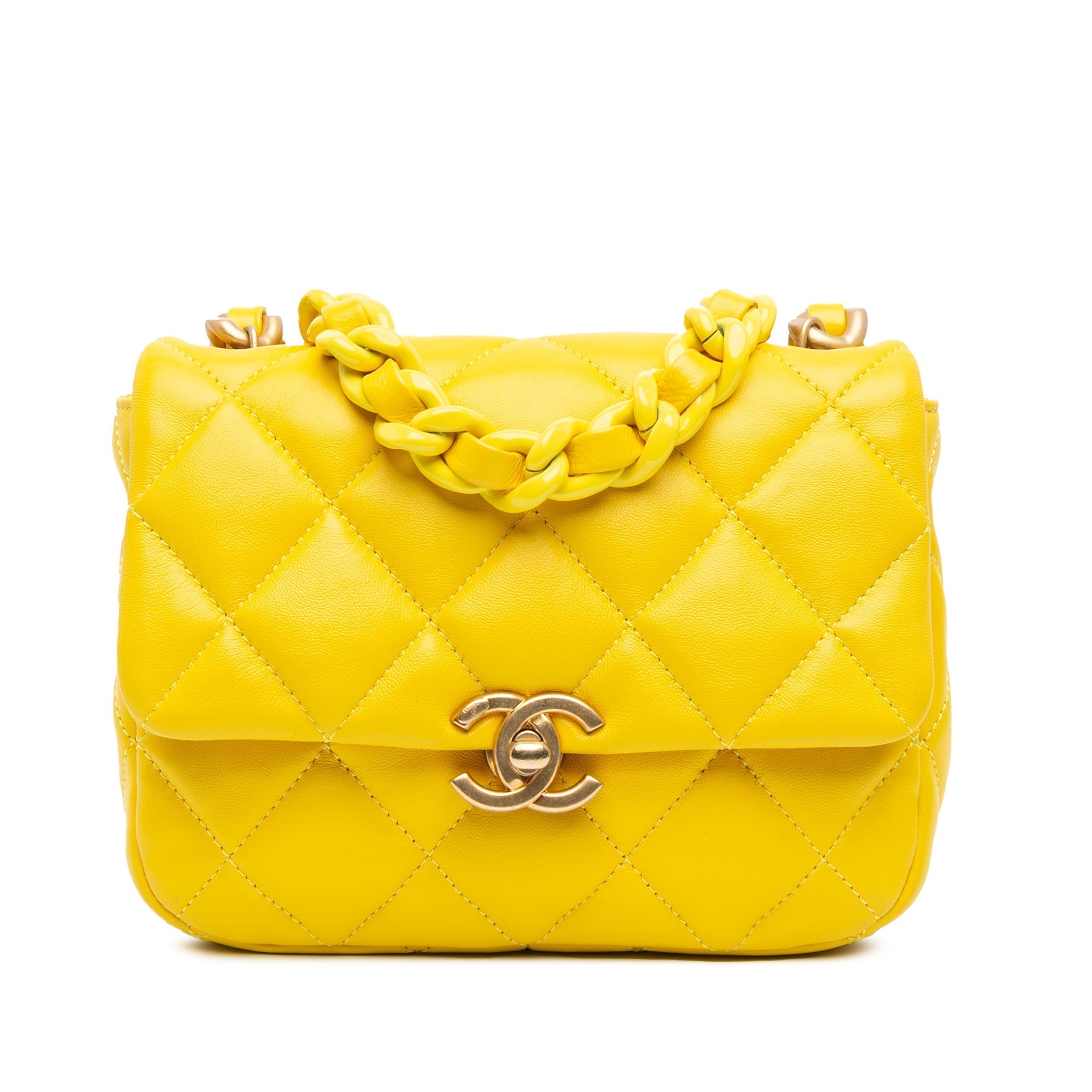 Gelb Chanel Mini Quilted Lambskin Candy Chain Crossbody-Tasche Umhängetasche