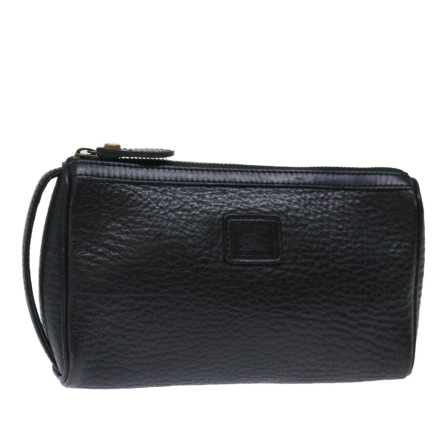 Burberry Clutch Bag Leather Black Auth ar11739 | Studio Nafay