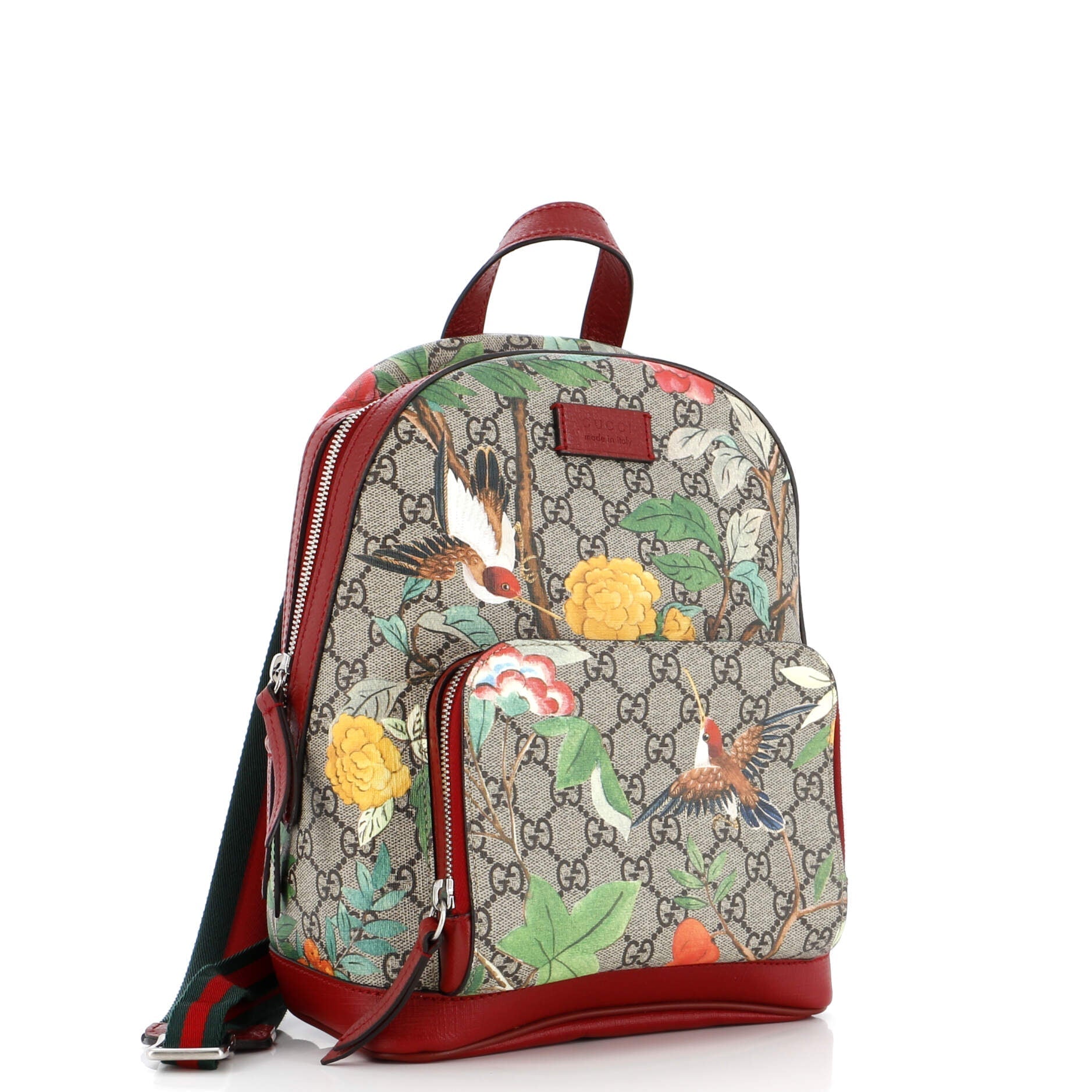 Zip Pocket Backpack Tian Print GG Coated Canvas Klein