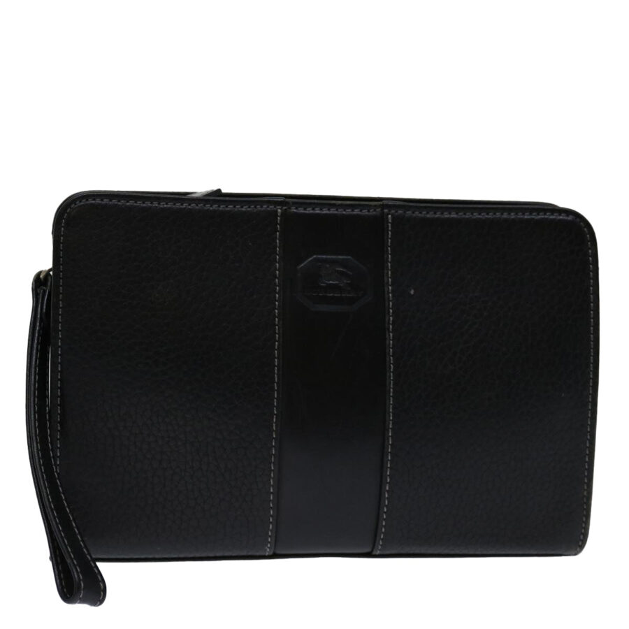 BURBERRY Clutch Bag Leather Black Auth bs13248 | Studio Nafay