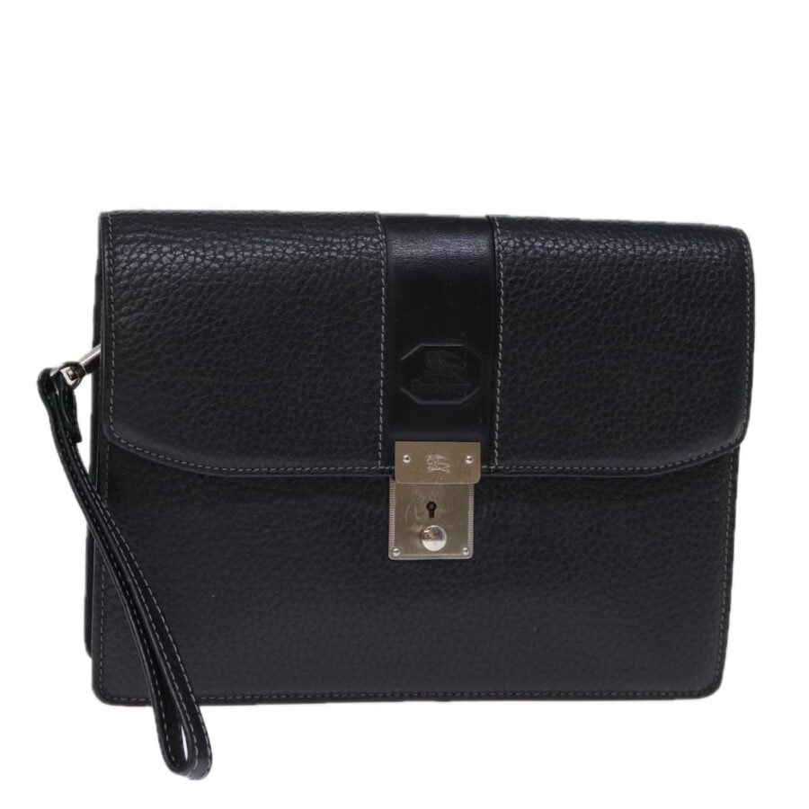 BURBERRYSs Clutch Bag Leather Black Auth bs13915 | Studio Nafay