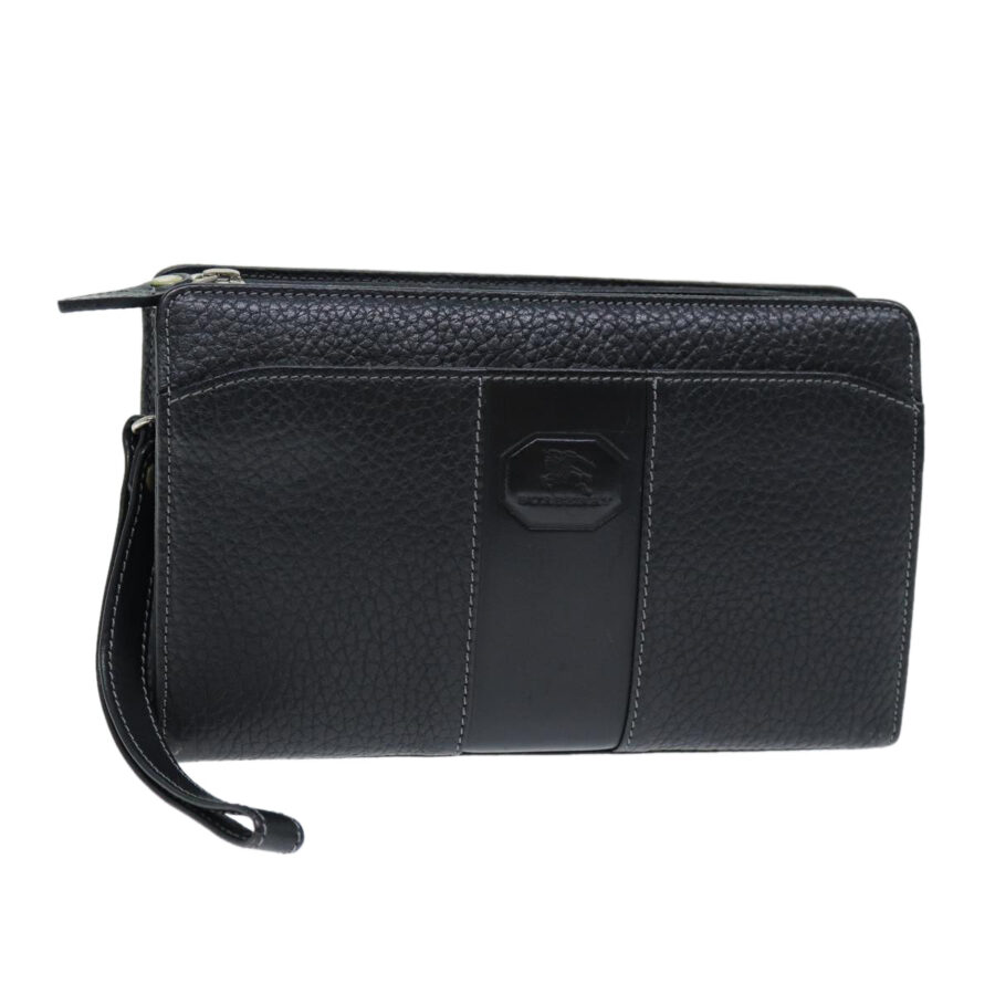 BURBERRY Clutch Bag Leather Black Auth bs14349 | Studio Nafay