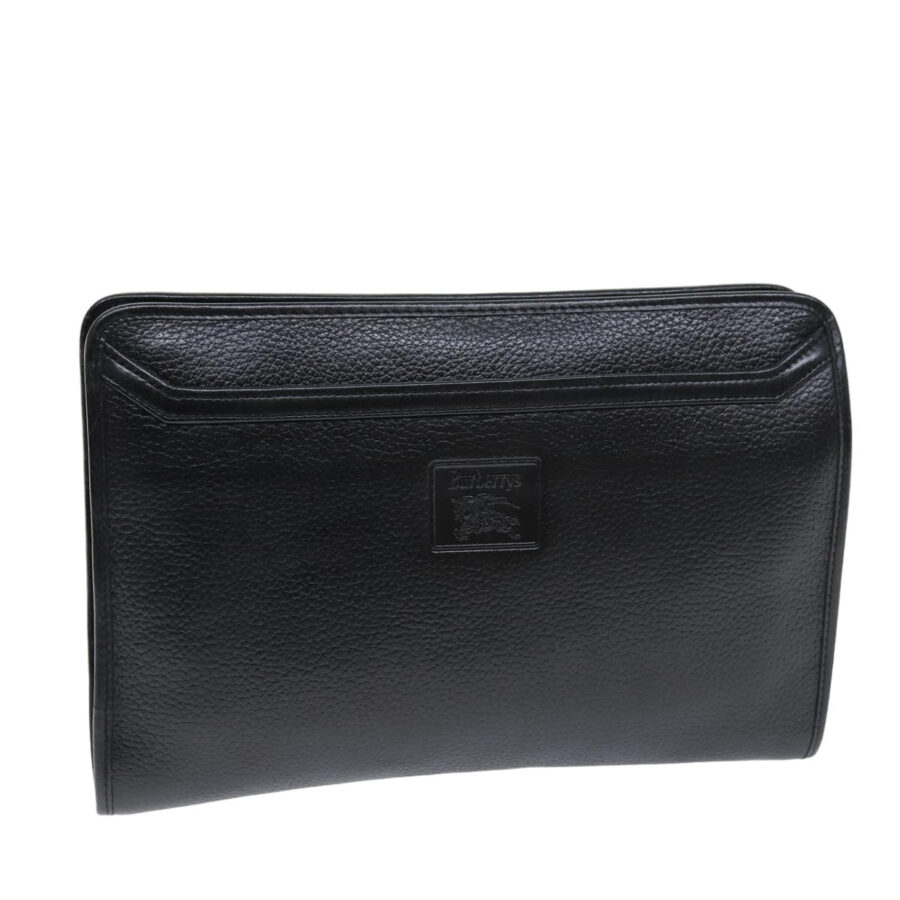 Burberry Clutch Bag Leather Black Auth bs14646 | Studio Nafay