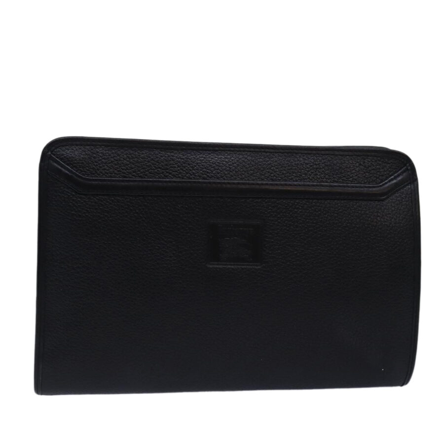 BurberrySs Clutch Bag Leather Black Auth bs15137 | Studio Nafay