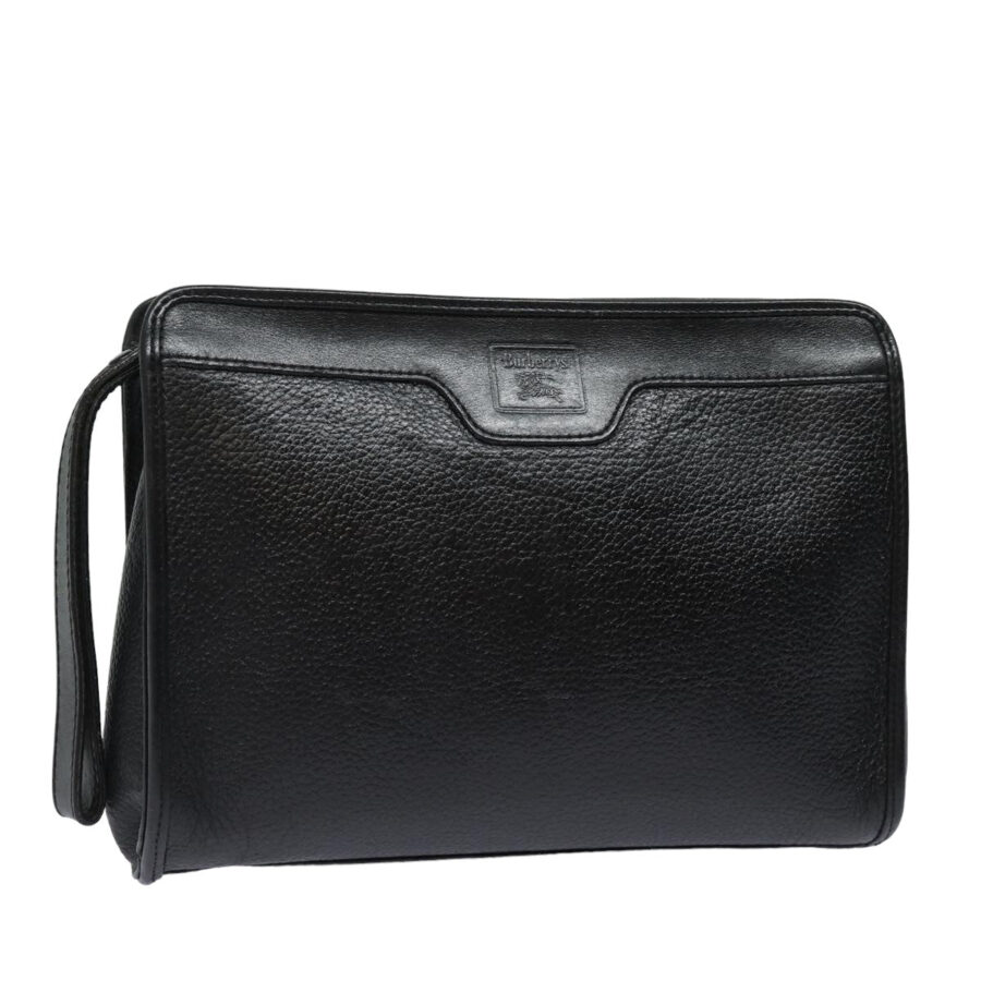 BurberrySs Clutch Bag Leather Black Auth bs15805 | Studio Nafay