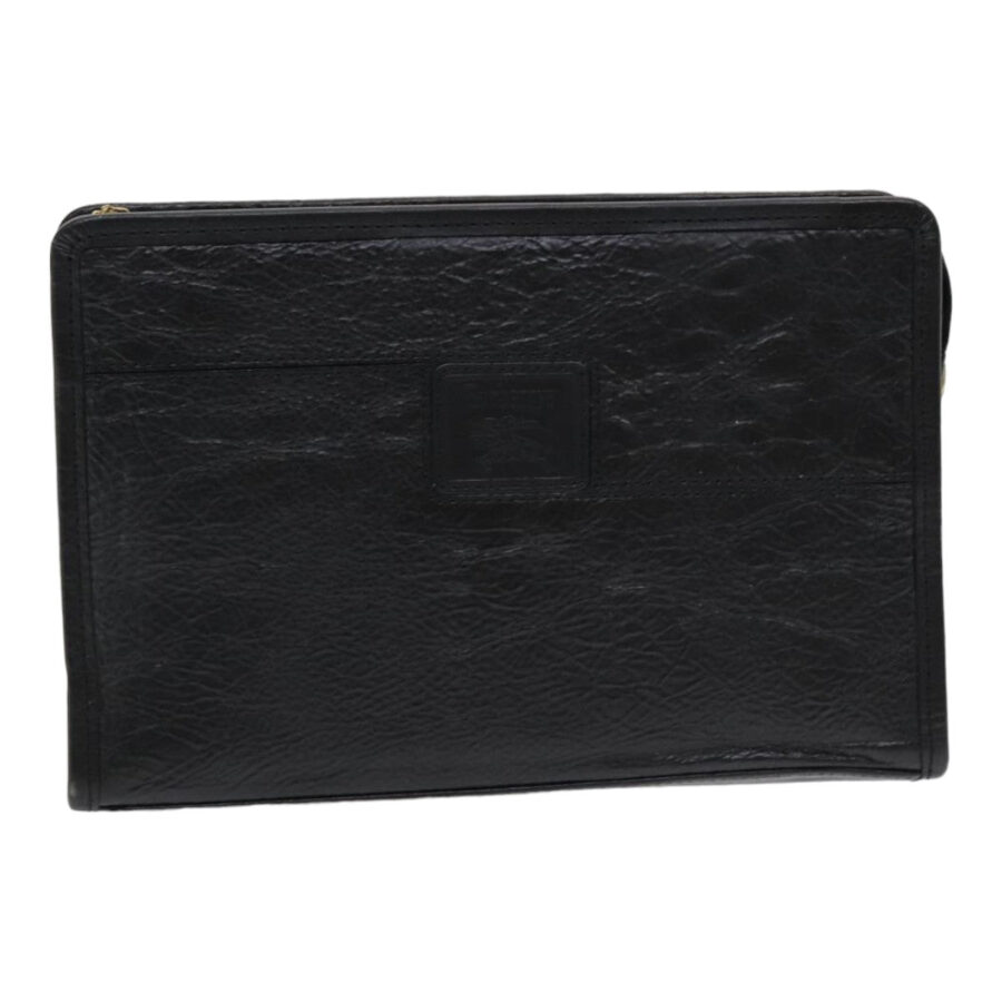 Burberry Clutch Bag Leather Black Auth bs16273 | Studio Nafay
