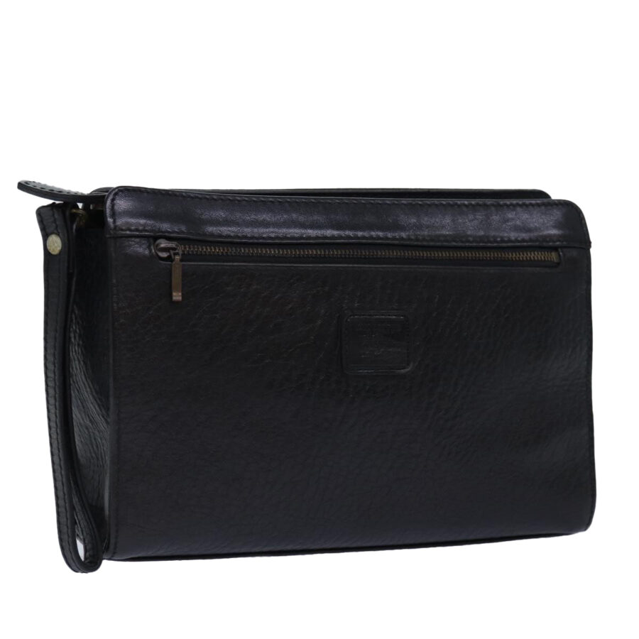 BurberrySs Clutch Bag Leather Black Gold Auth bs16534 | Studio Nafay