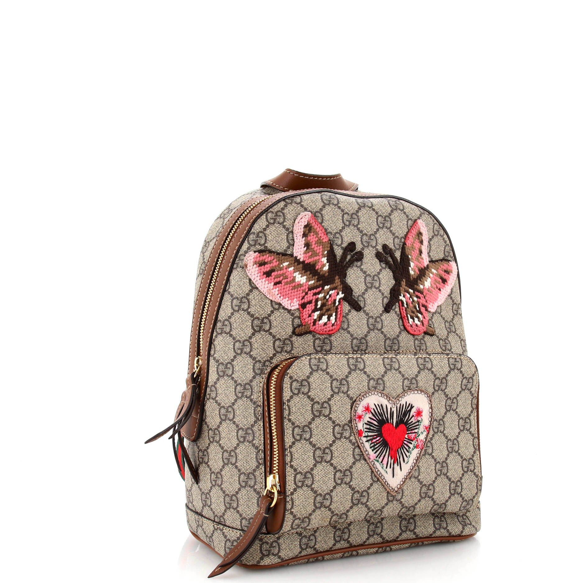 Zip Pocket Backpack Embroidered GG Coated Canvas Klein