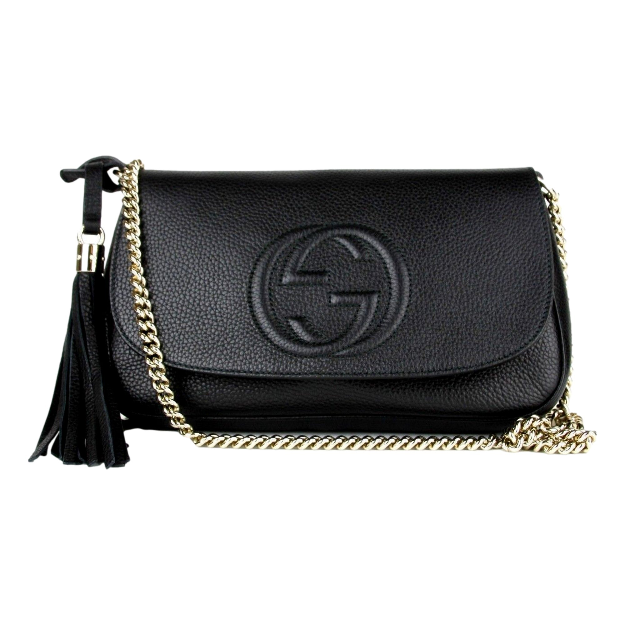 Gucci Soho Disco GG Black Kalbsleder Tassel Chain Crossbody-Tasche