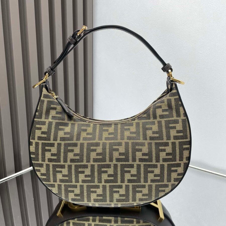 FENDIGRAPHY MEDIUM 29 IN GURKHA JACQUARD FABRIC FF MOTIF GOLD HARDWARE | Studio Nafay